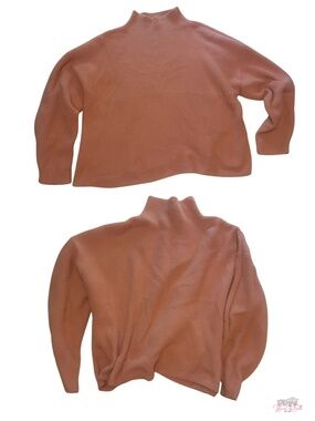 EXPRESS Fuzzy Knit Mock Neck Sweater XL Blush Pink Slouchy Cozy Cozycore